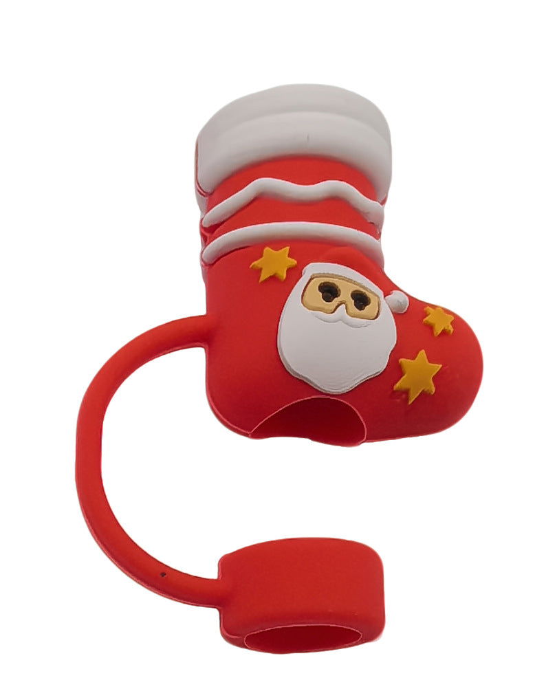 Wholesale 10pcs New Water Cup Accessories Christmas Silicone Straw Cover Dust Stopper